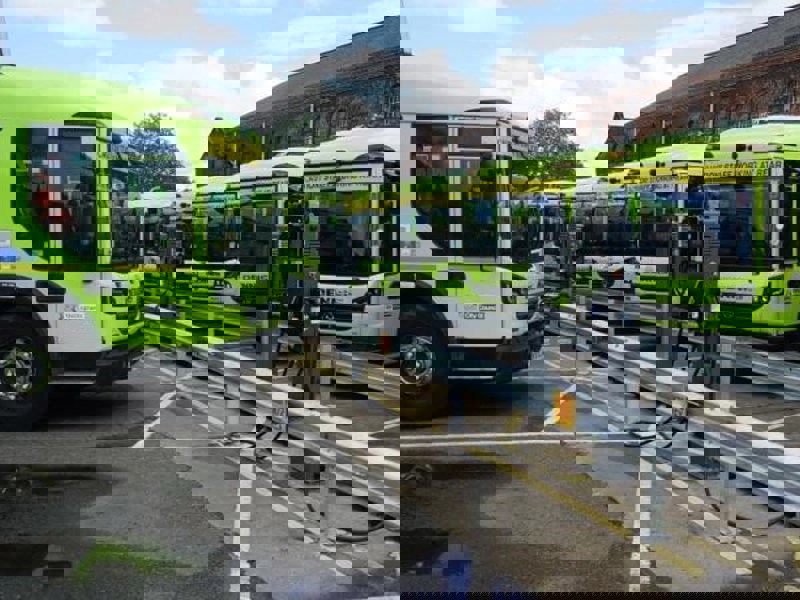 Nottingham City Council's fleet of heavy duty electric vehicles charging simultaneously.