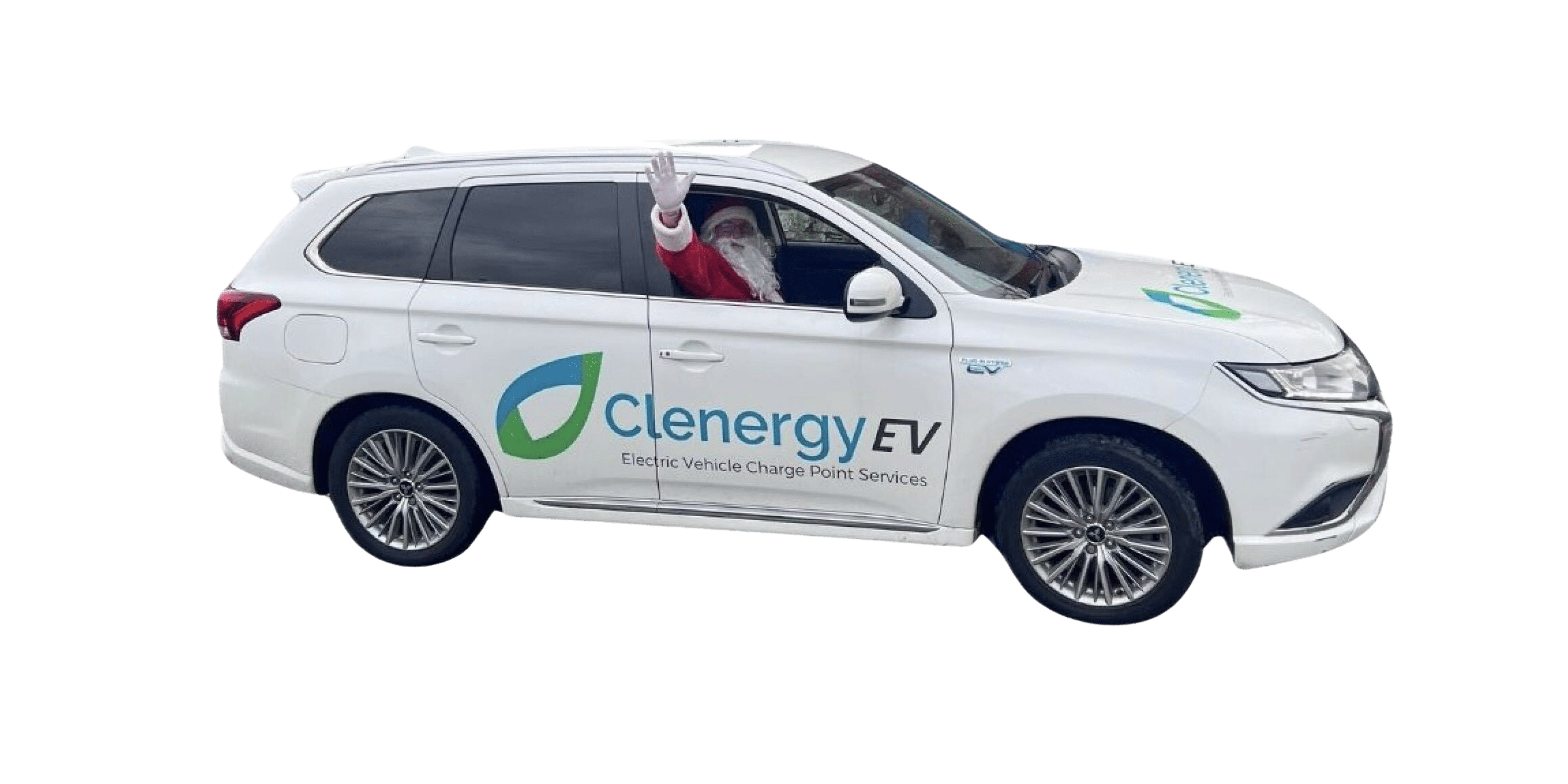 Santa in Clenergy EV car