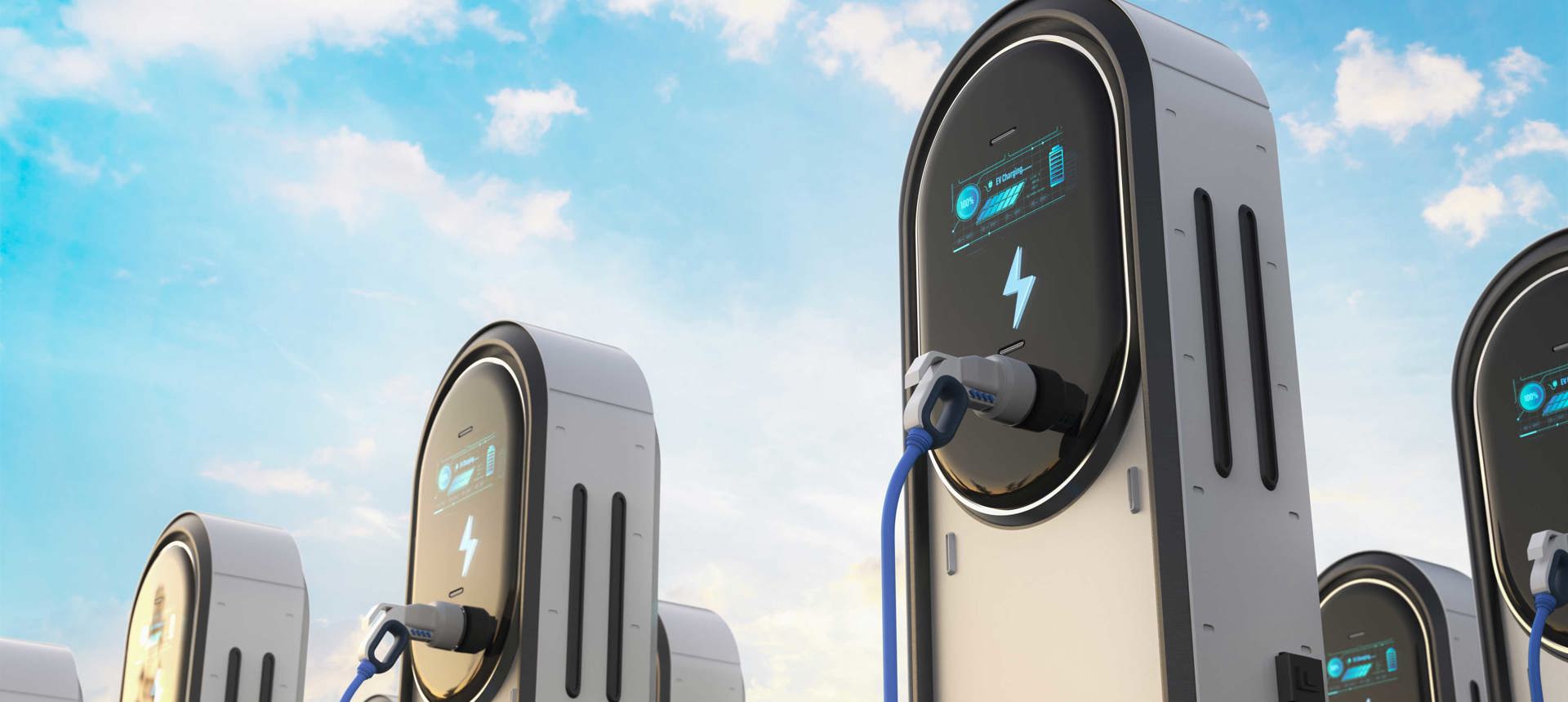 EV charging station with caption saying evolve your EV network